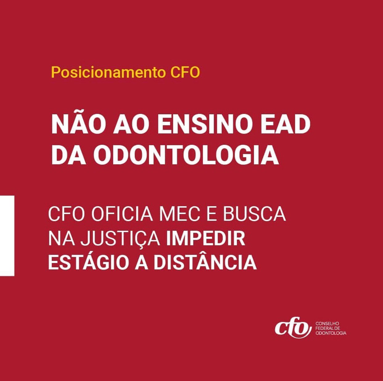 CFO busca na justiça impedir estágio EaD em Odontologia